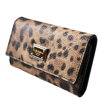 Dolce & Gabbana Brown Leopard PVC Pouch Key Holder Case Keyring