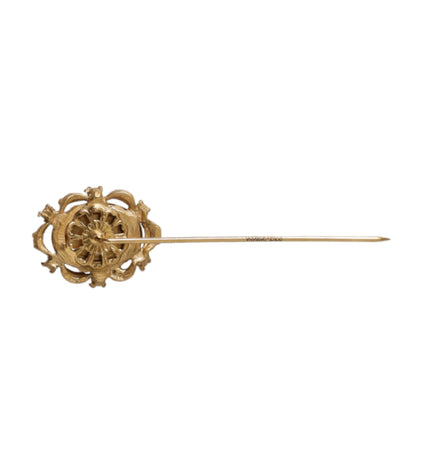 Dolce & Gabbana Gold Tone Brass Oval Gem Stone Men Pin Brooch