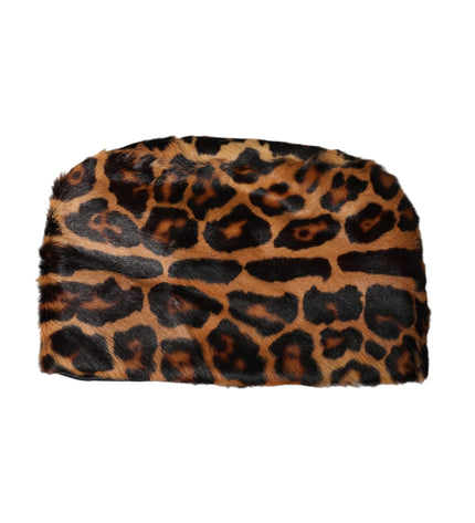 Dolce & Gabbana Brown Leopard Fur Women Bucket Hat