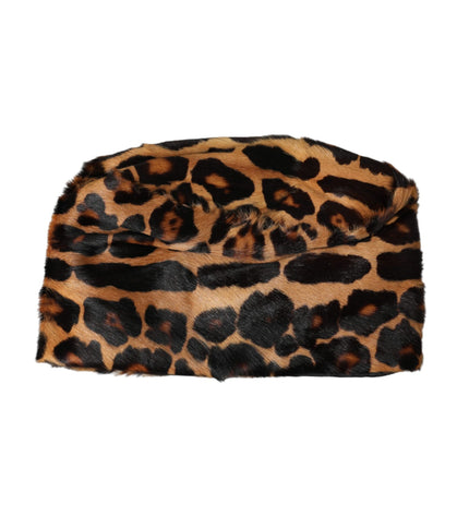 Dolce & Gabbana Brown Leopard Fur Women Bucket Hat