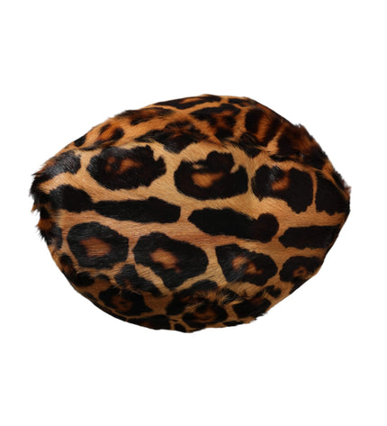 Dolce & Gabbana Brown Leopard Fur Women Bucket Hat