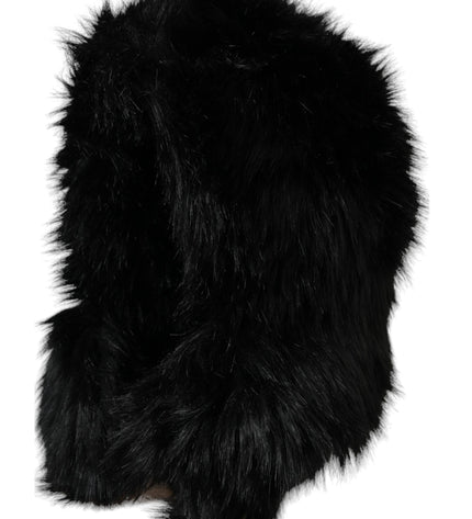 Dolce & Gabbana Black Faux Fur Whole Head Wrap Hat