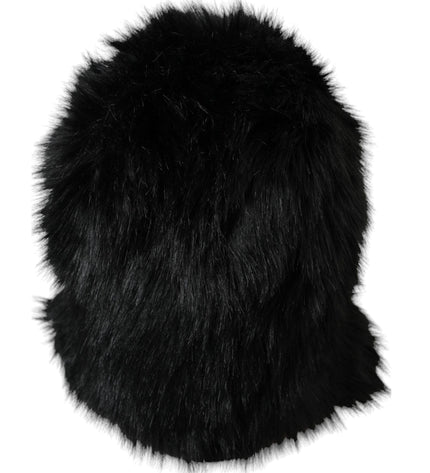 Dolce & Gabbana Black Faux Fur Whole Head Wrap Hat