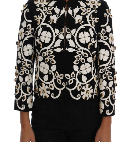 Dolce & Gabbana Floral Embroidered Crystal Wool Coat Jacket