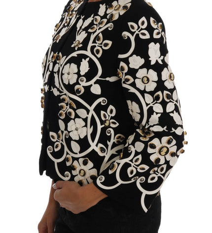 Dolce & Gabbana Floral Embroidered Crystal Wool Coat Jacket