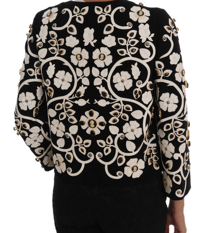 Dolce & Gabbana Floral Embroidered Crystal Wool Coat Jacket