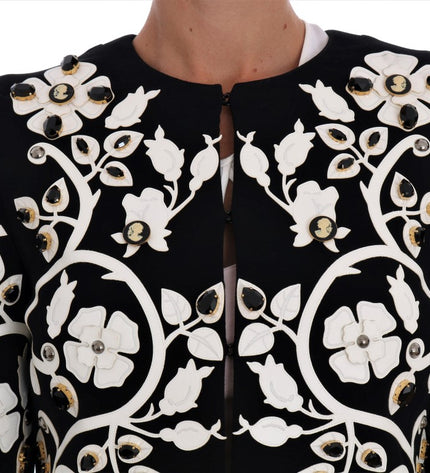 Giacca cappotto in lana di cristalli ricamati floreali Dolce &amp; Gabbana