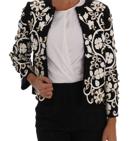 Dolce & Gabbana Floral Embroidered Crystal Wool Coat Jacket