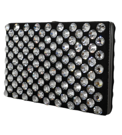 Dolce & Gabbana Black Velvet Crystal Clutch Evening Party Purse Bag