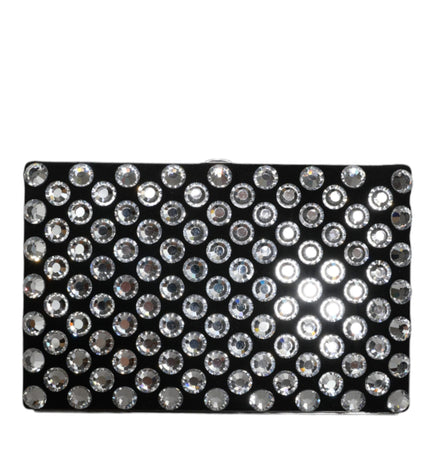 Dolce & Gabbana Black Velvet Crystal Clutch Evening Party Purse Bag