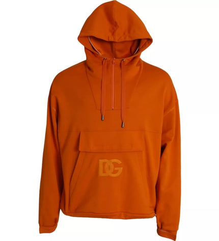 Dolce & Gabbana Orange Hooded Pullover Sweatshirt Sweater