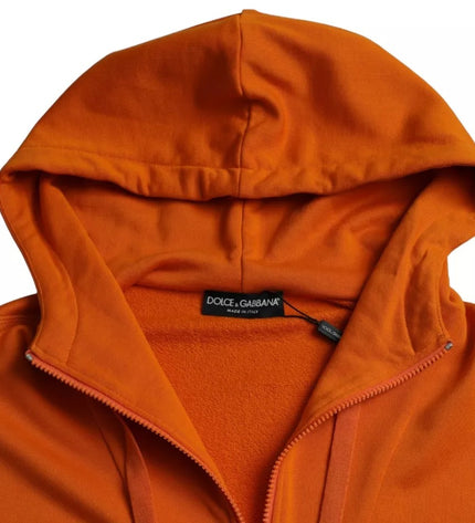 Dolce & Gabbana Orange Hooded Pullover Sweatshirt Sweater