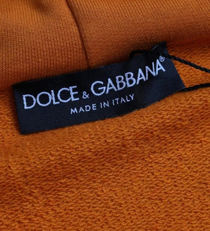 Dolce & Gabbana Orange Hooded Pullover Sweatshirt Sweater