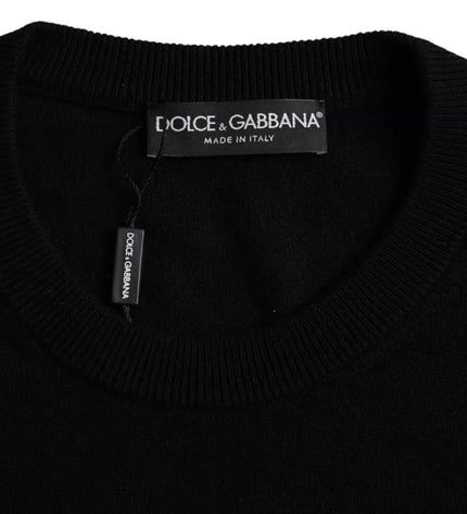 Dolce & Gabbana Black Cashmere Crew Neck Pullover Sweater