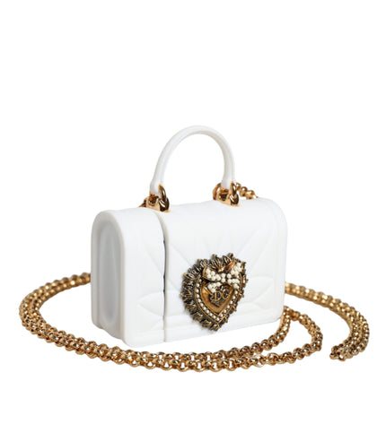 Dolce & Gabbana White Silicone Devotion Heart Cover Hand Bag Airpod Case