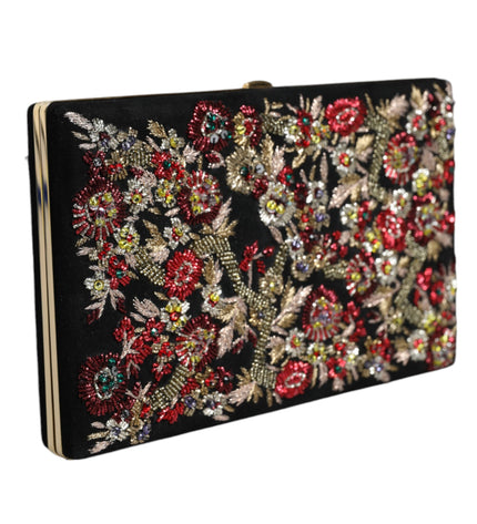 Dolce & Gabbana Multicolor Floral Gold Frame Clutch Evening Purse Bag