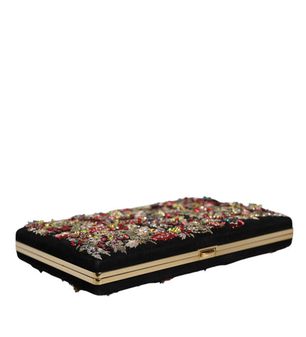 Dolce & Gabbana Multicolor Floral Gold Frame Clutch Evening Purse Bag