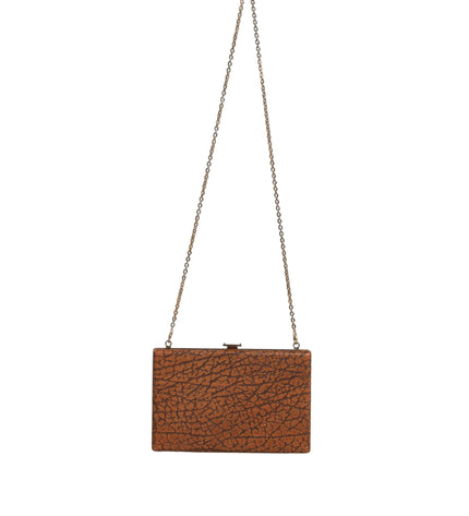 Dolce & Gabbana Brown Leather Gold Frame Clutch Mini Crossbody Bag