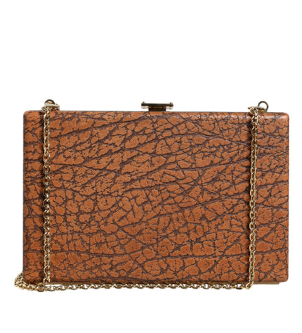 Dolce & Gabbana Brown Leather Gold Frame Clutch Mini Crossbody Bag