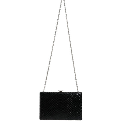 Dolce & Gabbana Black Leather Silver Frame Clutch Mini Crossbody Bag