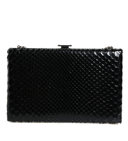 Dolce & Gabbana Black Leather Silver Frame Clutch Mini Crossbody Bag