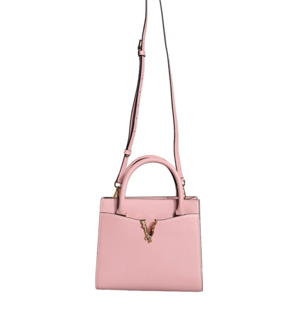 Versace Pink Small Top Handle Grainy Calf Leather Crossbody Bag