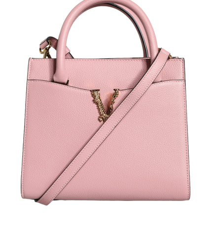 Versace Pink Small Top Handle Grainy Calf Leather Crossbody Bag