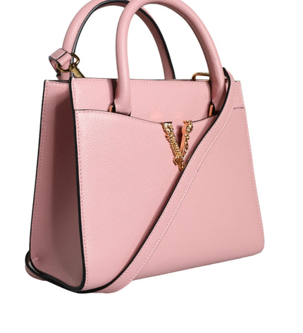 Versace Pink Small Top Handle Grainy Calf Leather Crossbody Bag