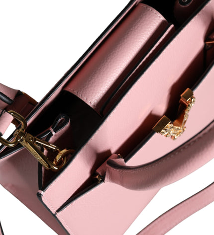 Versace Pink Small Top Handle Grainy Calf Leather Crossbody Bag