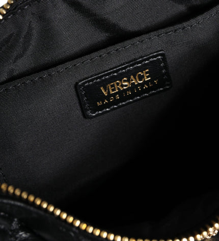 Versace Black Mini Quilted Lambskin Leather Crossbody Sling Bag