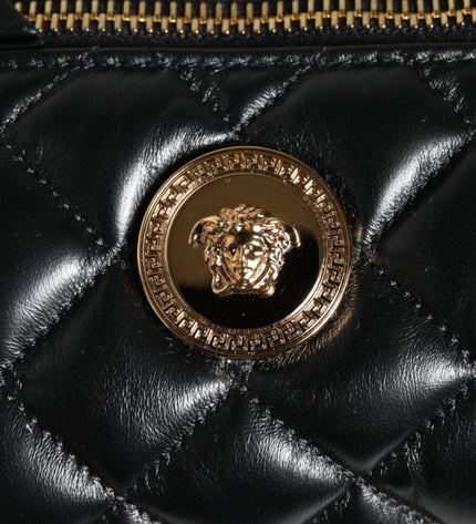 Versace Black Mini Quilted Lambskin Leather Crossbody Sling Bag