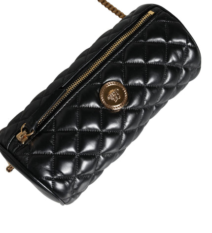 Versace Black Mini Quilted Lambskin Leather Crossbody Sling Bag