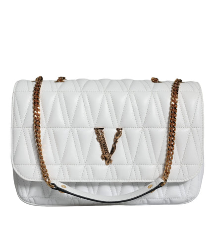 Versace White Mini Nappa Leather Crossbody Shoulder Bag