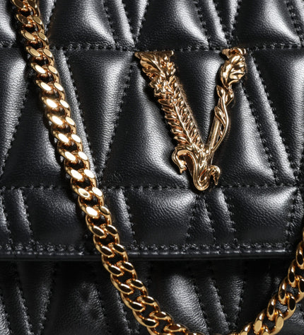 Versace Black Mini Nappa Leather Crossbody Shoulder Bag