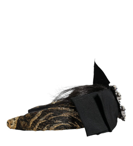 Dolce & Gabbana Black Hair Parrucchiera Crystal Headband Diadem