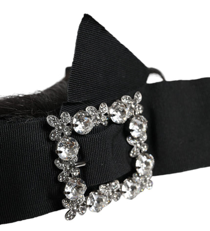 Dolce & Gabbana Black Hair Parrucchiera Crystal Headband Diadem