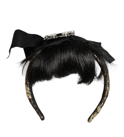 Dolce & Gabbana Black Hair Parrucchiera Crystal Headband Diadem