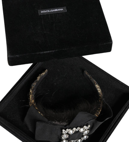 Dolce & Gabbana Black Hair Parrucchiera Crystal Headband Diadem