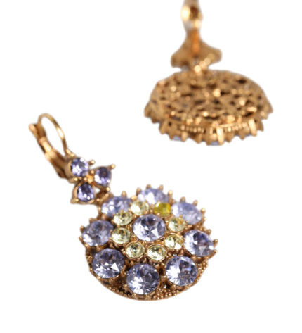 Dolce & Gabbana Gold Brass Crystal SICILY Clip Jewelry Dangling Earrings