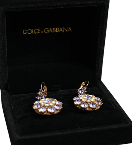 Dolce & Gabbana Gold Brass Crystal SICILY Clip Jewelry Dangling Earrings