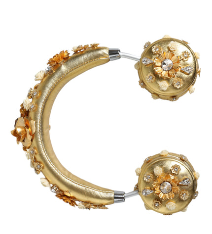 Dolce & Gabbana Gold Leather Floral Crystal Angel Headset Headphones