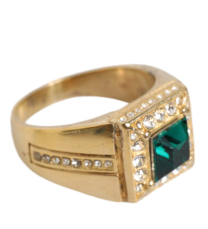 Dolce & Gabbana Gold Plated 925 Silver Green Crystal Ring