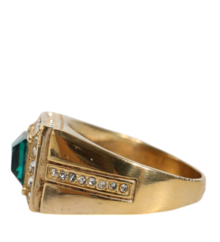 Dolce & Gabbana Gold Plated 925 Silver Green Crystal Ring