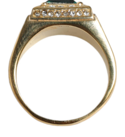 Dolce & Gabbana Gold Plated 925 Silver Green Crystal Ring