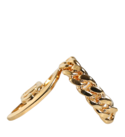 Dolce & Gabbana Gold Plated Open DG Logo Curb Chain Ring