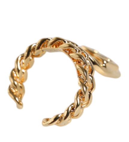 Dolce & Gabbana Gold Plated Open DG Logo Curb Chain Ring