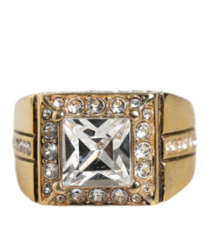 Dolce & Gabbana Gold Plated 925 Silver Clear Crystal Ring