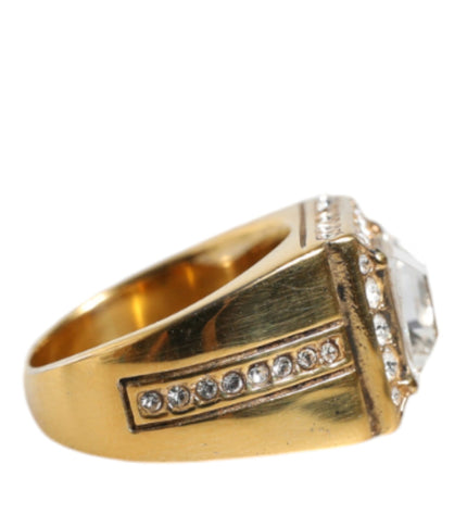 Dolce & Gabbana Gold Plated 925 Silver Clear Crystal Ring