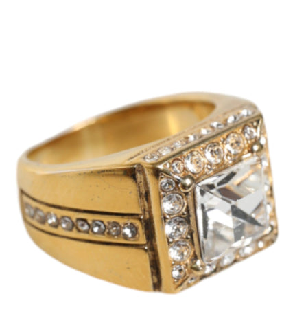 Dolce & Gabbana Gold Plated 925 Silver Clear Crystal Ring