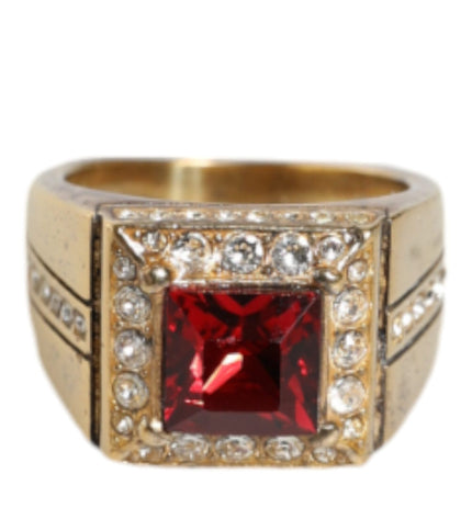 Dolce & Gabbana Gold Plated 925 Silver Red Crystal Ring